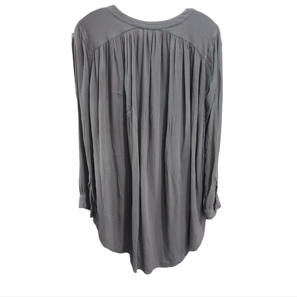 Free People Sage Green Long Sleeve Gauzy Light Weight Top - Picture 2 of 6